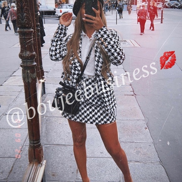 ZARA Tweed Houndstooth Mini Skirt - Picture 2 of 11